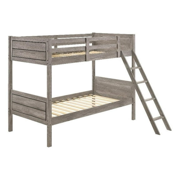 Coaster Ryder 80" x 41" Twin over Twin Wood Bunk Bed in Gray Finish