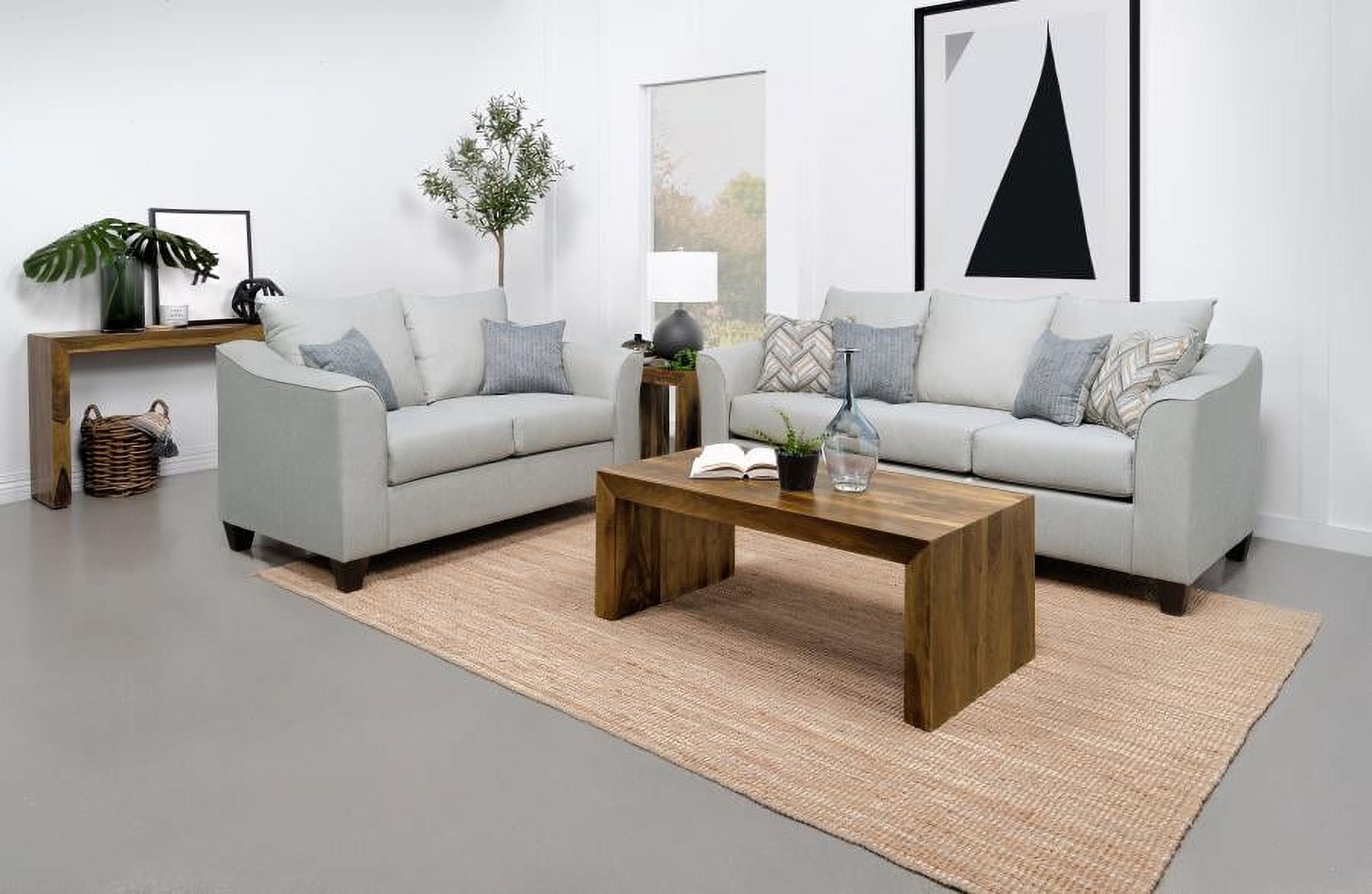 Sand Gray Fabric Upholstered 2-Piece Sofa Set
