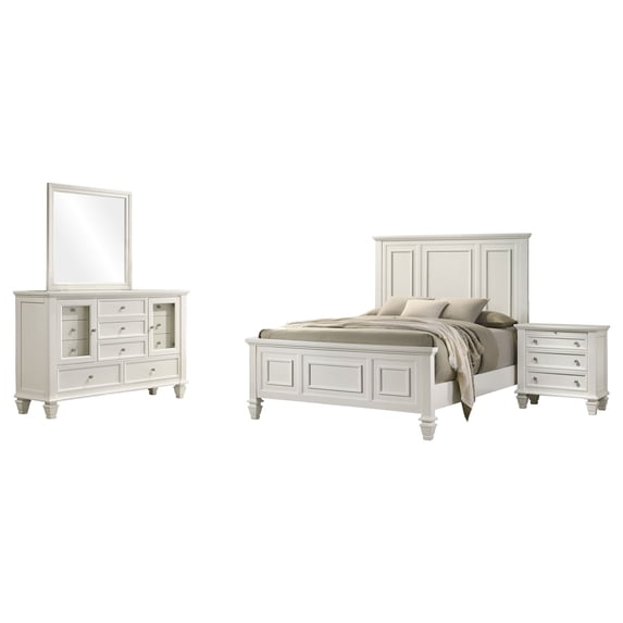 Sandy Beach 4-piece Eastern King Bedroom Set Cream White