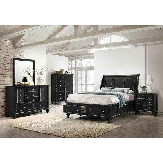 Sandy Beach Storage Bedroom Set with Sleigh Headboard