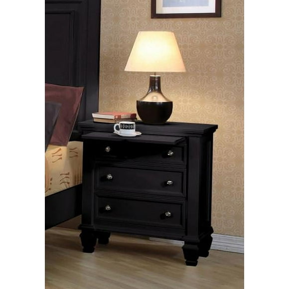 Coaster Sandy Beach Coastal 3-Drawer Wood Nightstand in Black