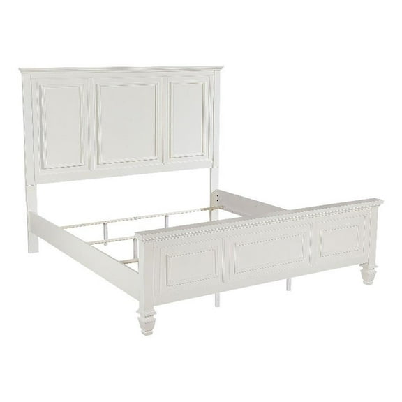 Sandy Beach 63-inch Eastern King Wood Panel Bed Cream White