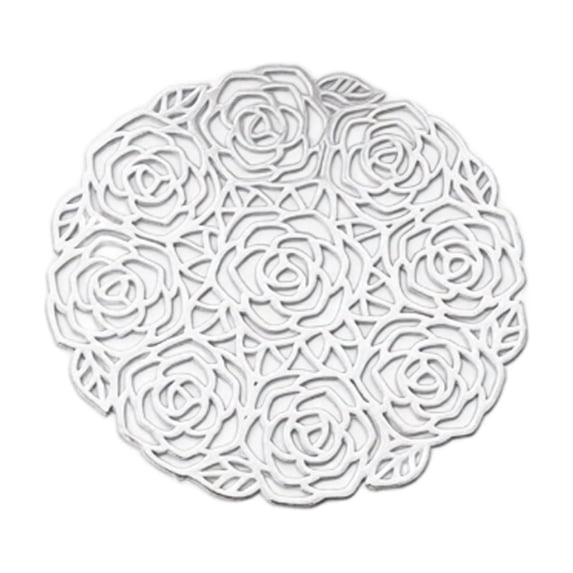 Coaster Silver Rose Hollow Out Heat Resistant 3.9 Inch For Drinks Table Protection 1 Pack