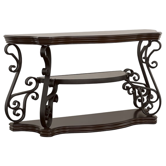 Laney Scrollwork Entryway Sofa Console Table Deep Merlot