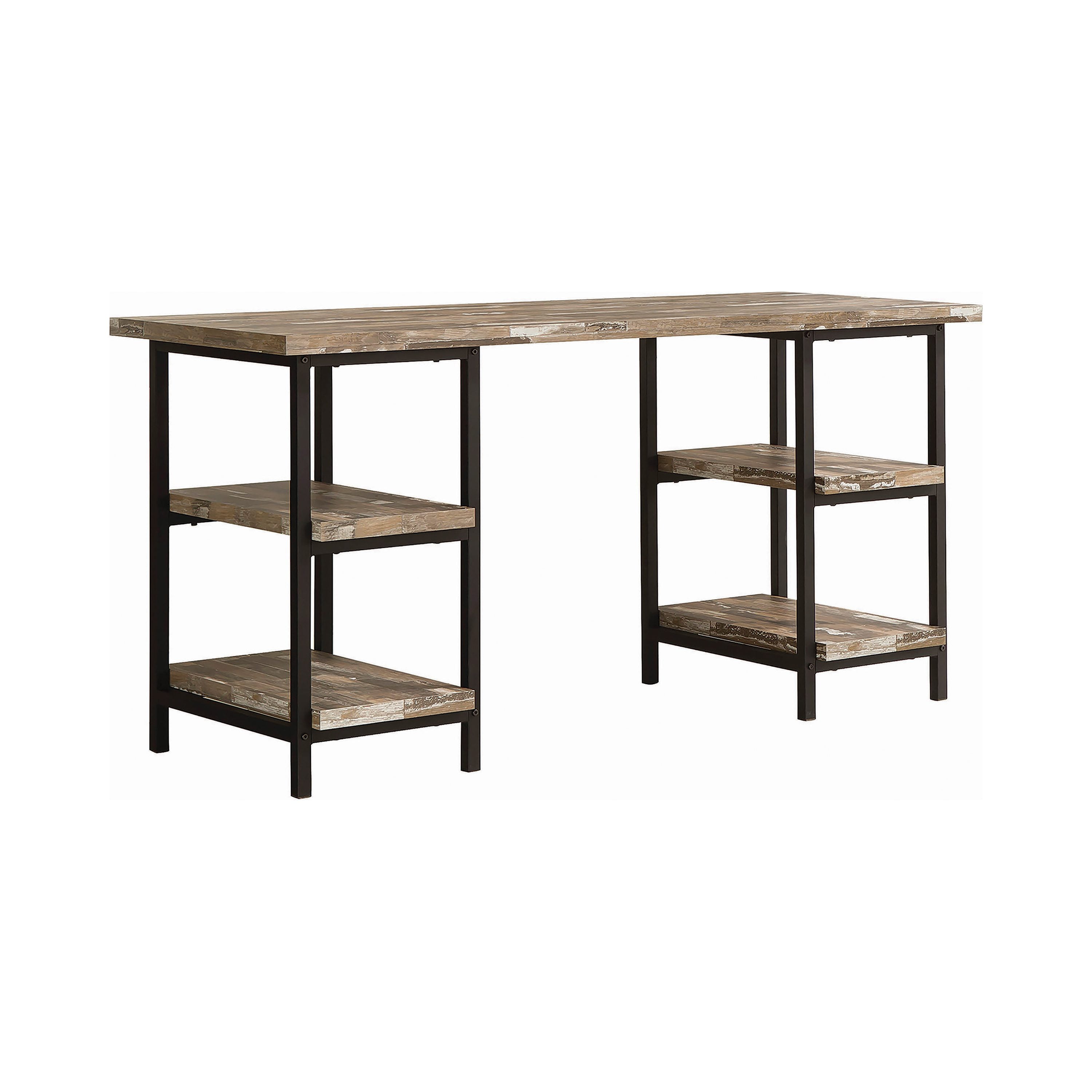Transitional Black and Brown Wood Home Office Desk