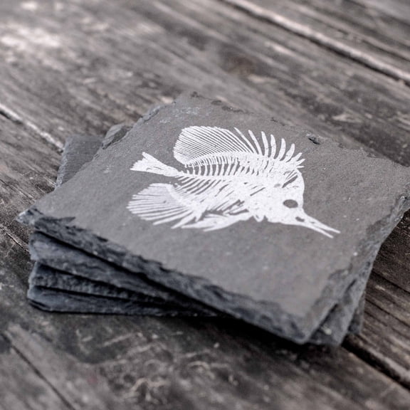 Coaster - Slate - Fish Fossil - SET OF 2