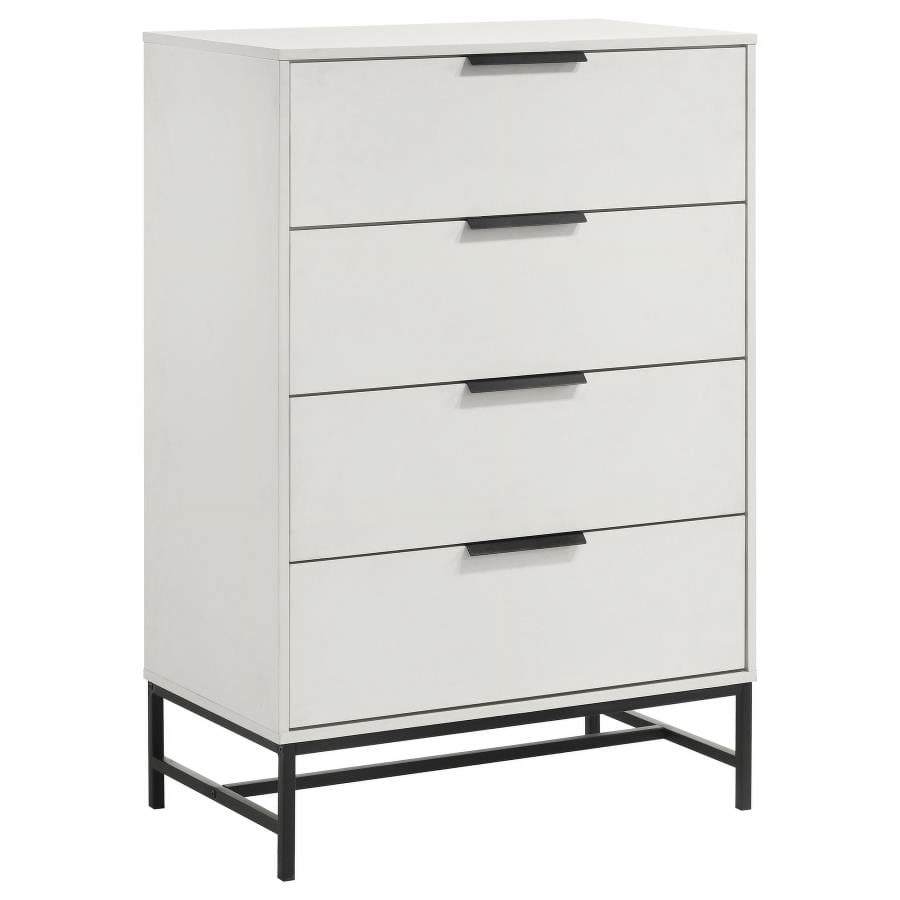 Sonora White 4-Drawer Chest with Black Metal Base