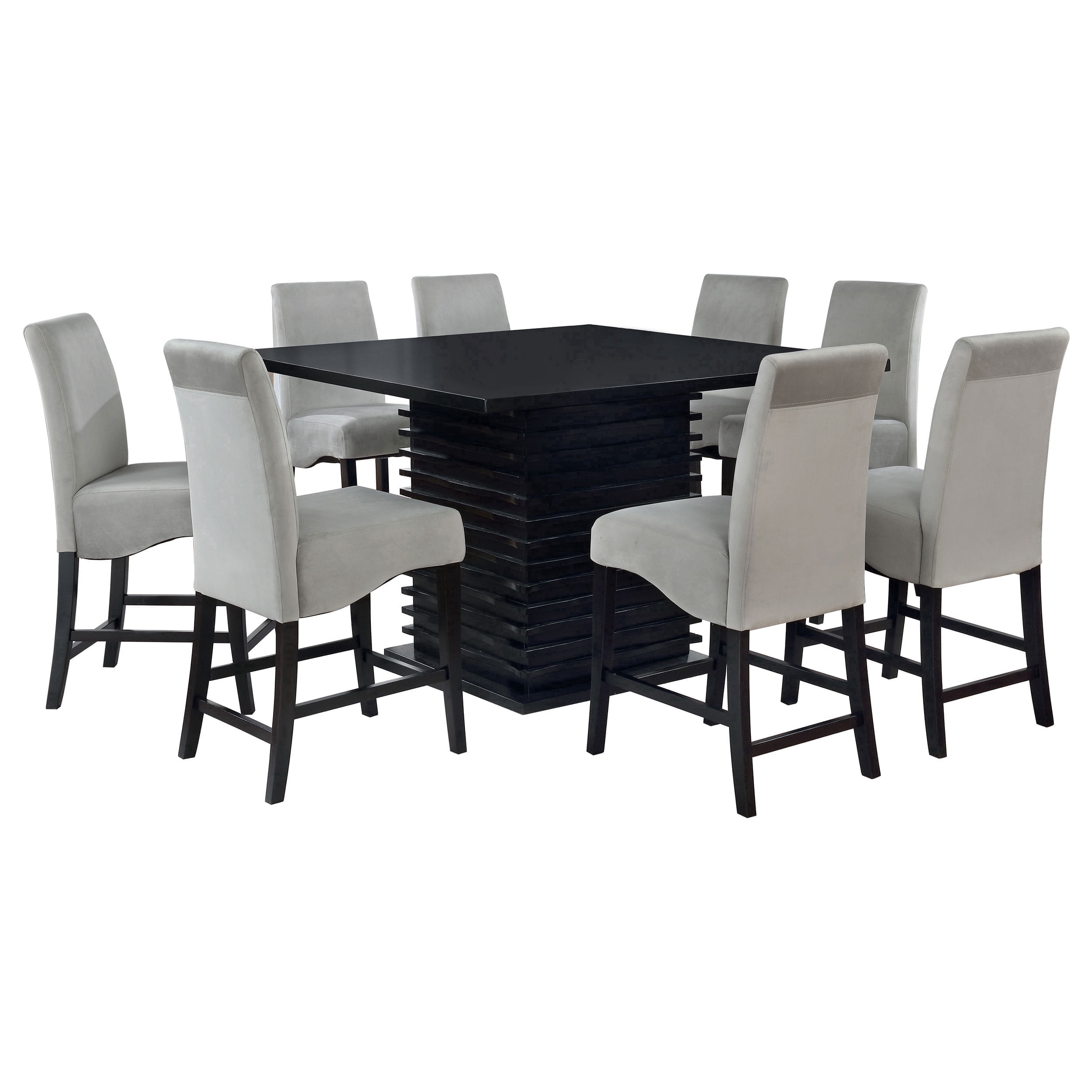 すたんとん Stanton 9-piece Square Counter Height Dining Table Set Grey and
