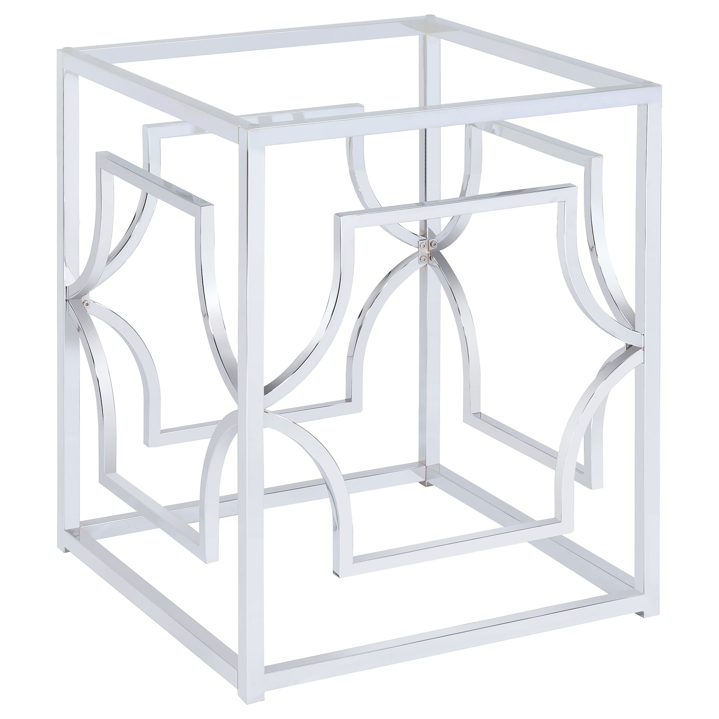 Transitional 54'' Transparent Silver Chrome Round Dining Table Base