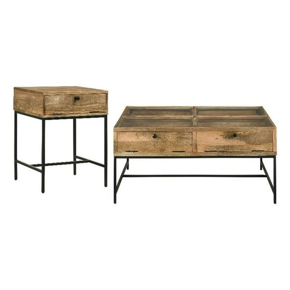 Stephie 2-piece Square Coffee and End Table Set Honey Brown