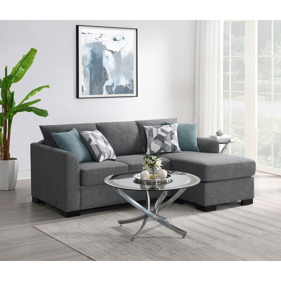Storey Upholstered Sleeper Sectional Chaise Sofa Grey