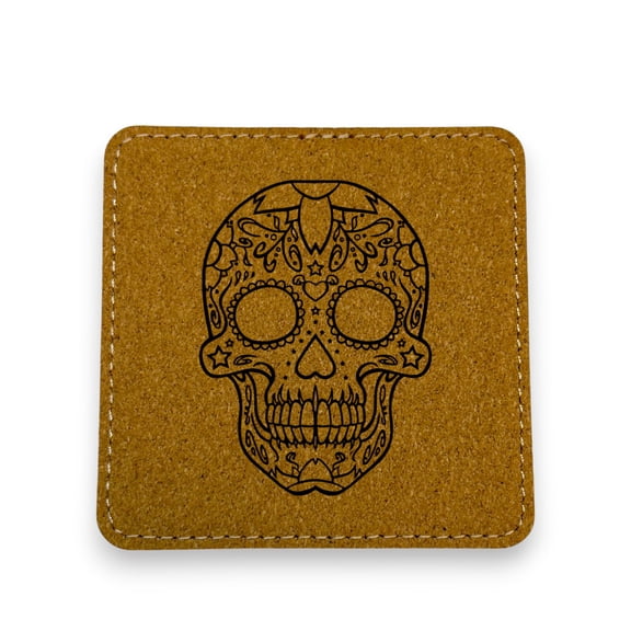 Coaster - Sugar Skull - SET OF 2 - Leather or Stitched Cork