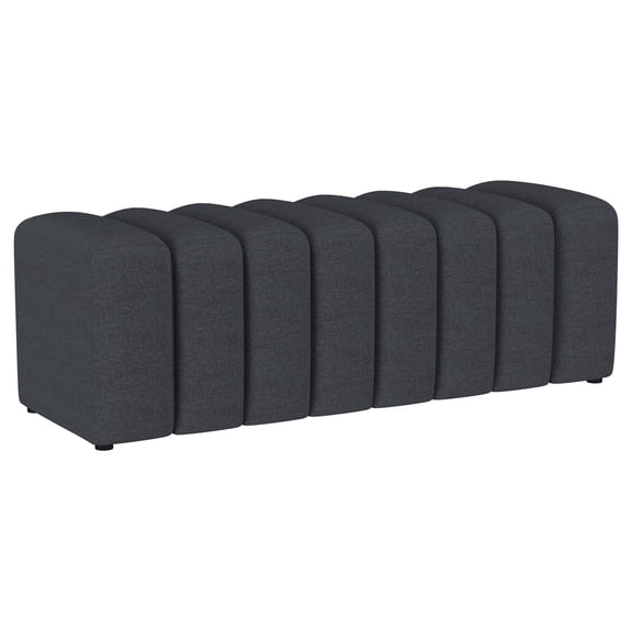 Coaster Summer Upholstered Channel Accent Bench, Charcoal