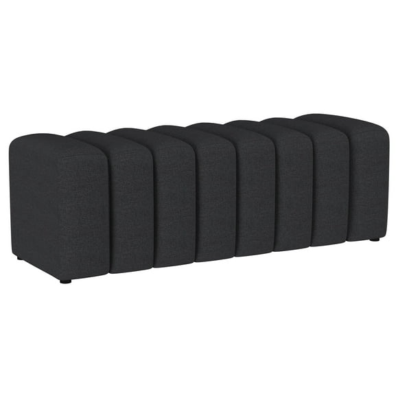 Coaster Summer Fabric Upholstered Tufted Accent Bench Charcoal