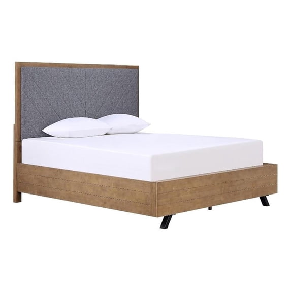 Taylor Upholstered Eastern King Panel Bed Light Honey Brown and Grey