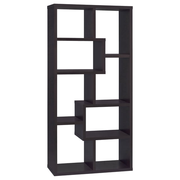 Theo 71-inch 6-shelf Wood Bookshelf Cappuccino
