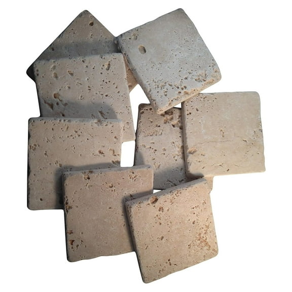 Coaster Tile-tumbled Travertine PorousTile inColor -4x4 in (8 Pieces)