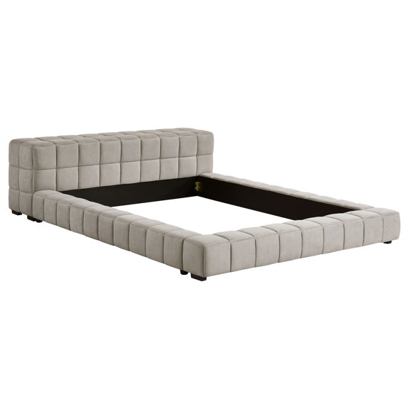 Coaster Trinity Upholstered Full Floor Bed, Light Taupe