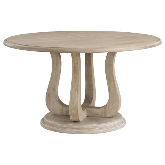 Coaster Trofello 60-Inch Round Sculptural Pedestal Dining Table, White Washed