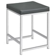 thumbnail image 1 of Afshan Upholstered Square Padded Vanity Stool Dark Grey and Chrome, 1 of 5