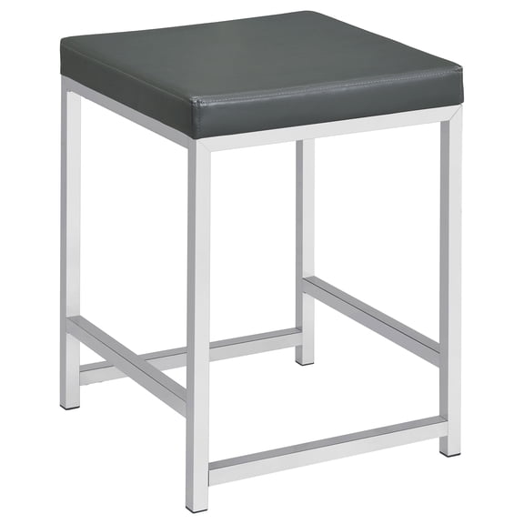 Afshan Upholstered Square Padded Vanity Stool Dark Grey and Chrome