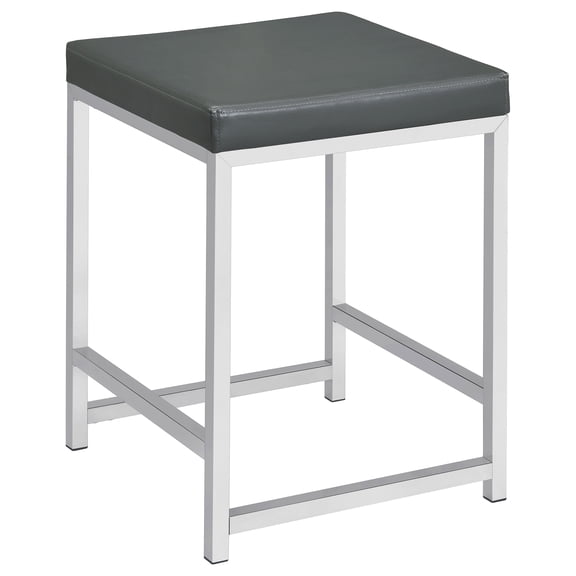 Afshan Upholstered Square Padded Vanity Stool Dark Grey and Chrome