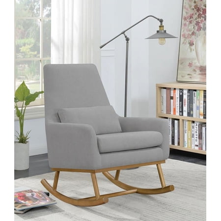 Coaster Upholstered Rocking Chair Grey and Golden Brown-Color:Grey,Finish:Other Color,Style:Contemporary