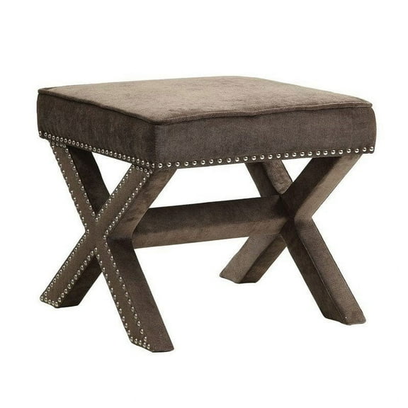 Coaster Upholstered X Shaped Base Ottoman in Ash