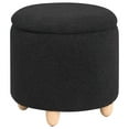 thumbnail image 1 of Valia Faux Sheepskin Upholstered Round Storage Ottoman Black, 1 of 6