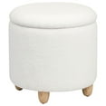 thumbnail image 1 of Valia Faux Sheepskin Upholstered Round Storage Ottoman White, 1 of 6