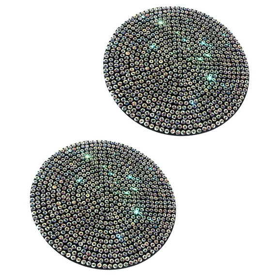 Coaster Vehicle Cup Coasters for Car Auto Holder Silver Rhinestones Diamond Crystal Pvc 2 Pcs