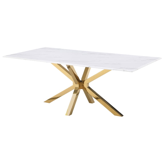 Coaster Venera Rectangular 79-inch Faux Marble Dining Table White