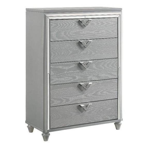 Coaster Veronica 5-drawer Wood Rectangular Bedroom Chest in Light Silver