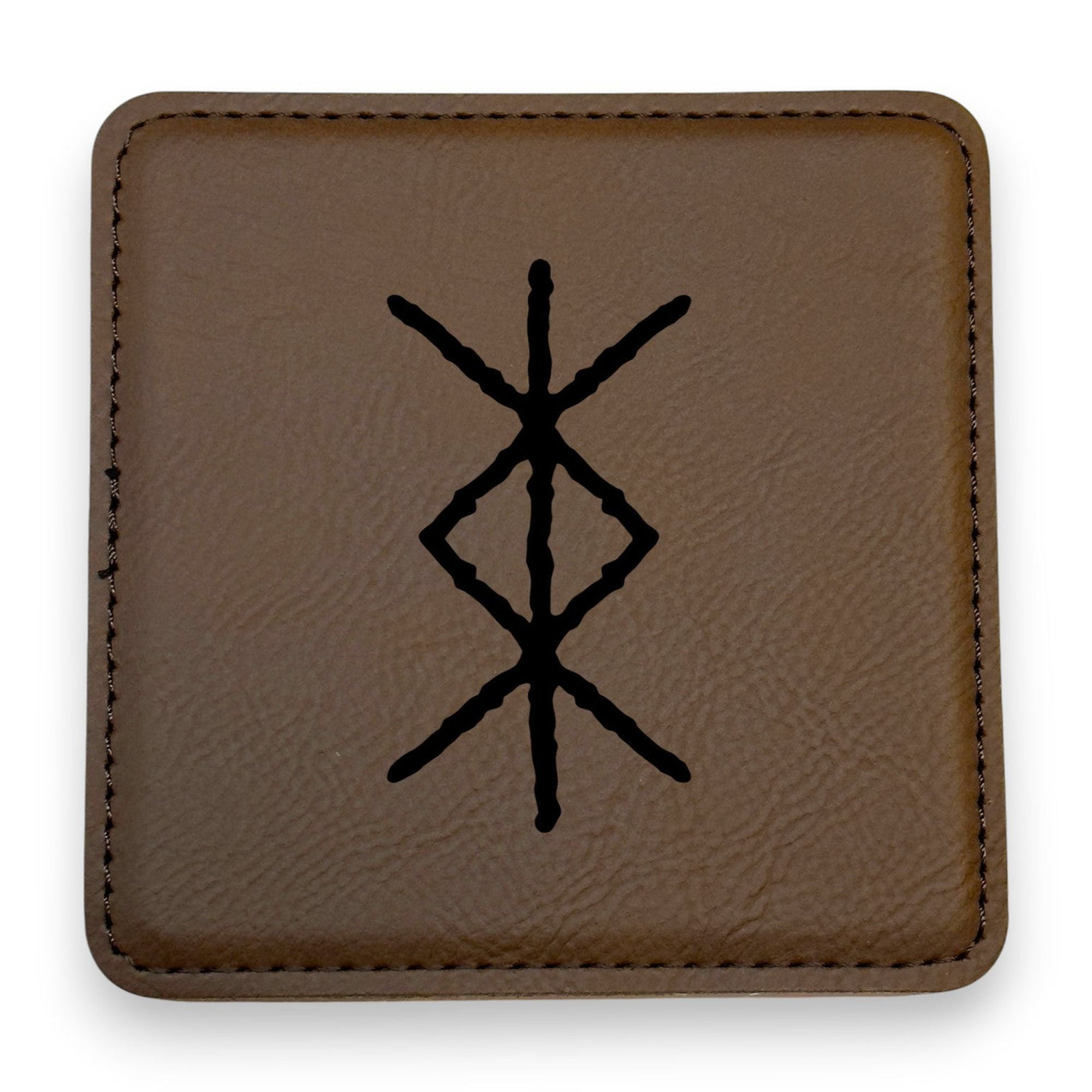 Protection Rune Doormat Coaster - Viking Protection Rune - SET OF 2 - Leather or Stitched Cork ...