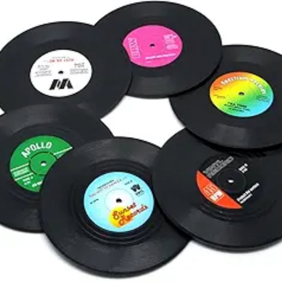 Coaster Vinyl Record Disk Coasters for Drinks - Tabletop Protection Prevents Furniture Damage (6 PCS Vinyl)