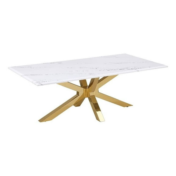 Visalia Faux Marble Top Stainless Steel Coffee Table Gold