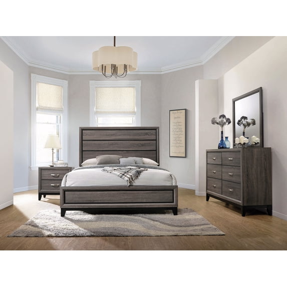 Coaster Watson Four-Piece Queen Bedroom Set, Grey Oak