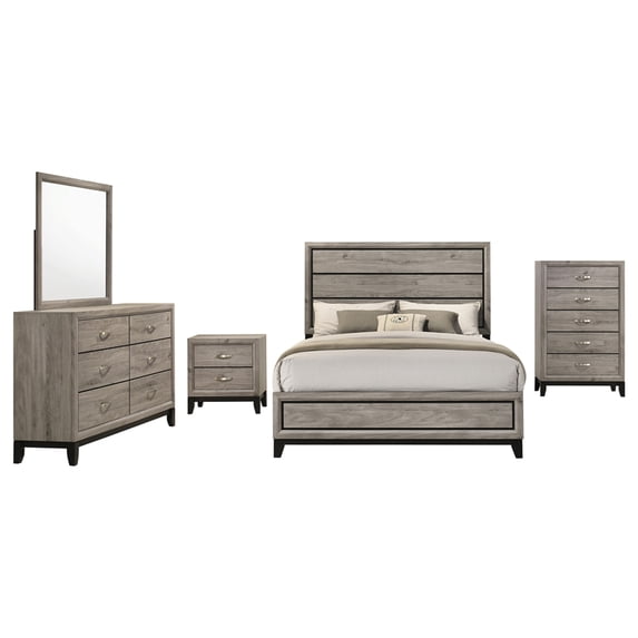 Coaster Watson 5-Piece 56" Wood Full Bedroom Set in Light Taupe