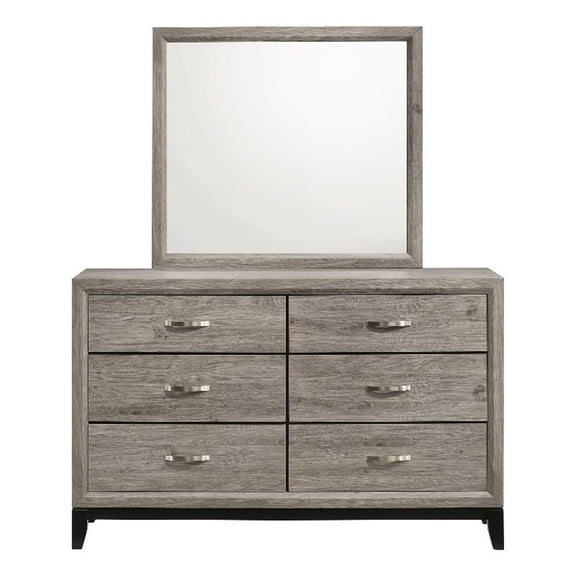 Coaster Valen 6-Drawer Transitional Wood Dresser and Mirror in Light Taupe