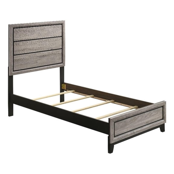 Coaster Valen 56" Transitional Wood Twin Panel Bed in Light Taupe