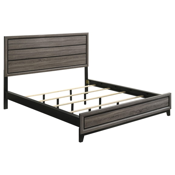 Watson California King Panel Bed Grey Oak and Black
