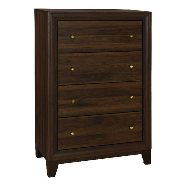 Coaster Welsley 4-Drawer Rectangular Transitional Wood Chest in Walnut
