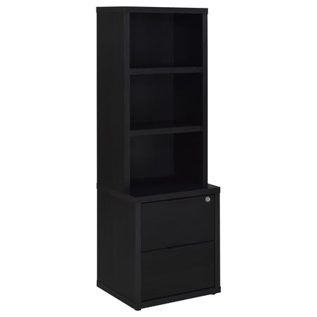 Coaster Westpark 3-Shelf Bookcase USB and Lockable Drawer, Black