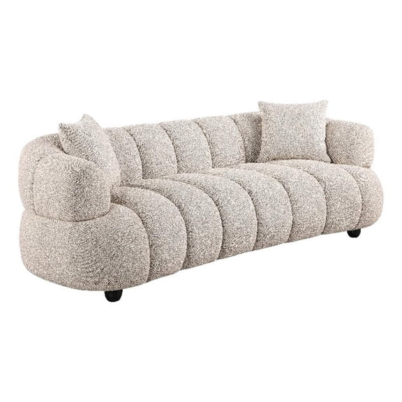 Coaster Whitney Channel Tufted Woven Fabric Upholstered Sofa in Pebble