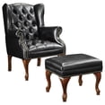 thumbnail image 1 of Roberts Upholstered Wingback Chair and Ottoman Set Black, 1 of 3