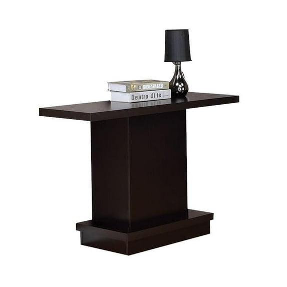 Coaster Wood Pedestal Rectangular Top Sofa Table in Cappuccino