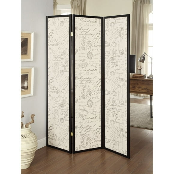 Coaster Wood Three Panels French Script Room Divider in Espresso