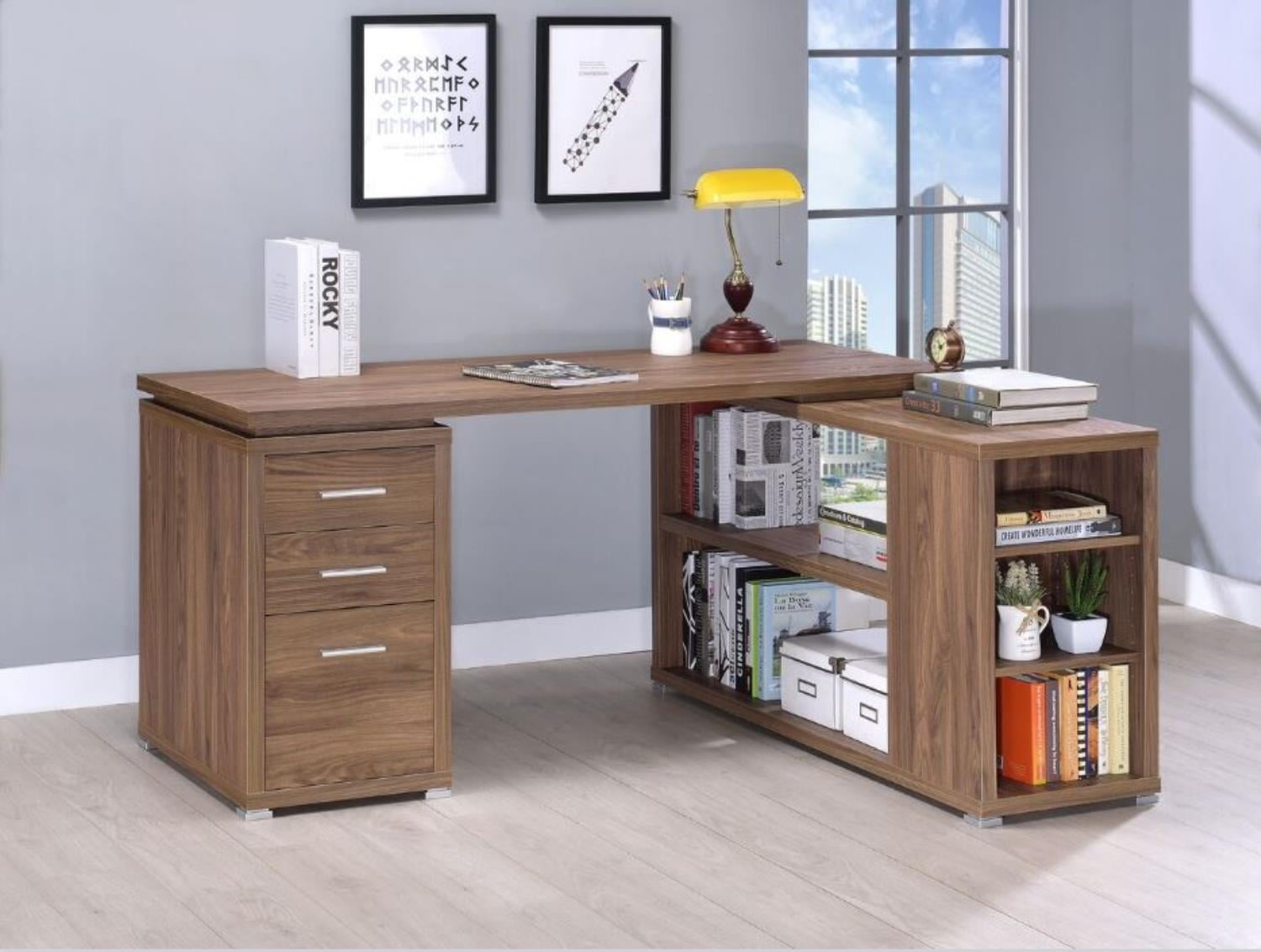 Coaster Yvette Elm LShaped Office Desk 801517