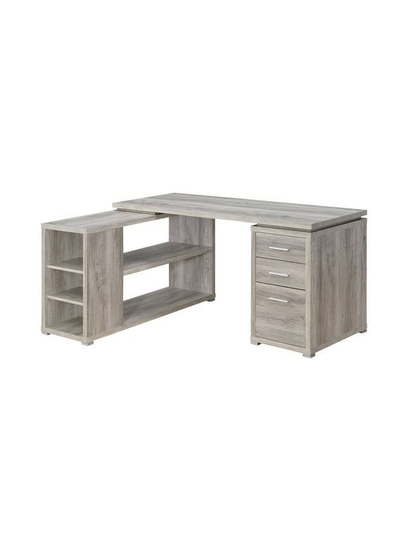Coaster Yvette Transitional Wood L-Shaped Storage Desk in Gray
