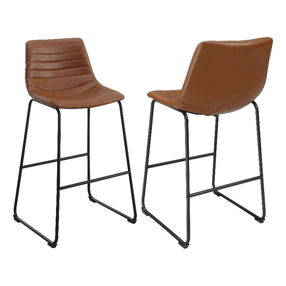 Coaster Zuni Rustic Faux Leather Upholstered Bar Chair in Brown ...